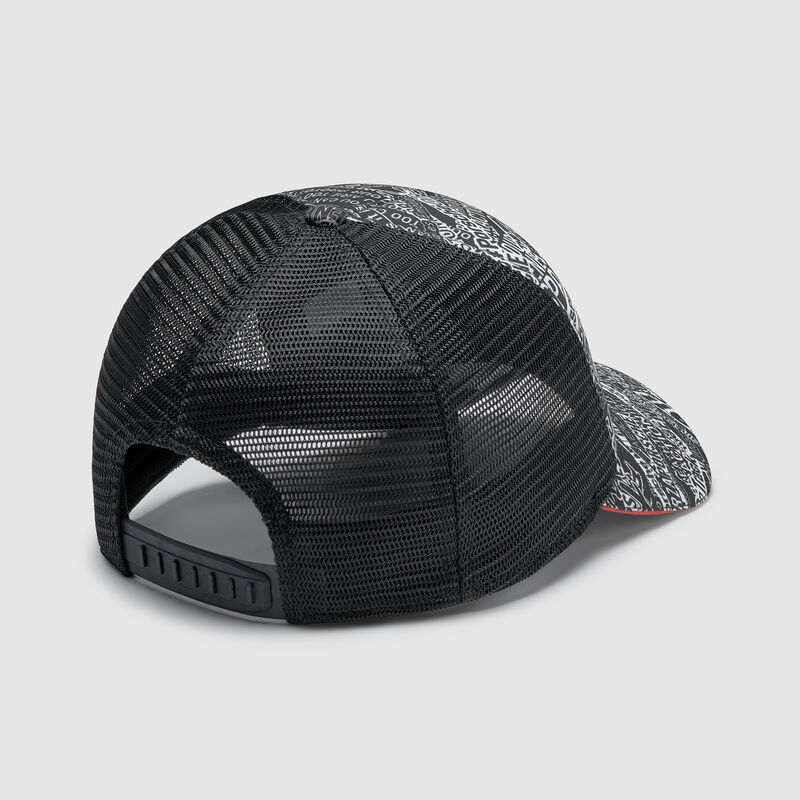 PORSCHE FW QUOTED AOP TRUCKER CAP - black