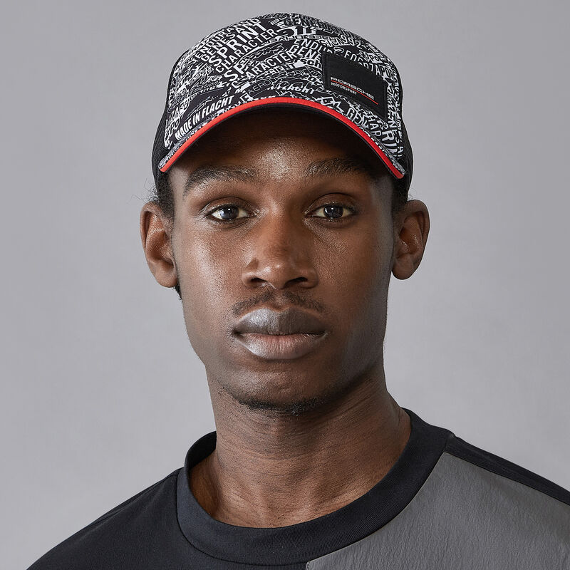 PORSCHE FW QUOTED AOP TRUCKER CAP - black