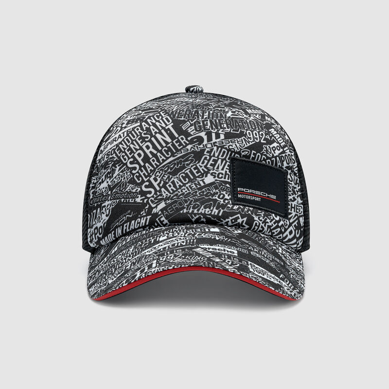 PORSCHE FW QUOTED AOP TRUCKER CAP - black