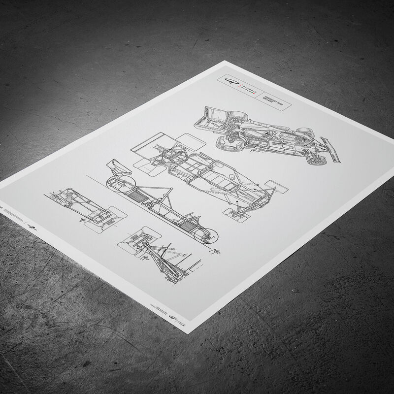 SF SL GIORGIO PIOLA - TECH DRAWING - LAUDA - 1975 - Multicolor